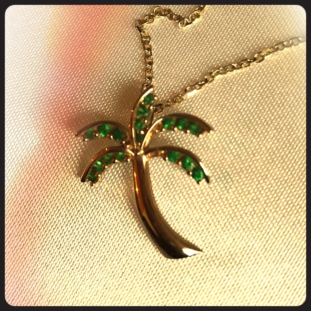 14KY Gold and Tsavorite Palm Tree Necklace